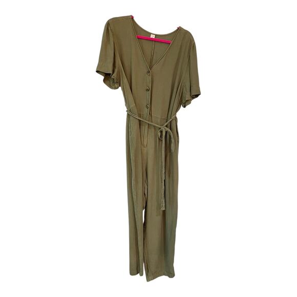 Old Navy Army Green Linen Blend Button Front Romper Jumpsuit Size 2XL - Picture 1 of 13